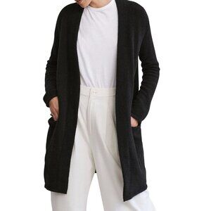 Jenni Kayne Sweater Coat Cardigan in Black Size Small Wool Yak Blend Pockets